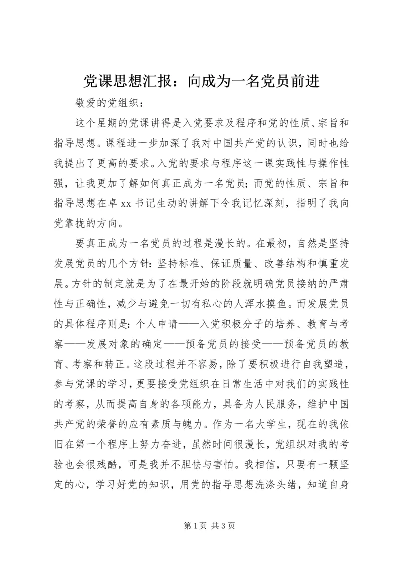 党课思想汇报：向成为一名党员前进.docx