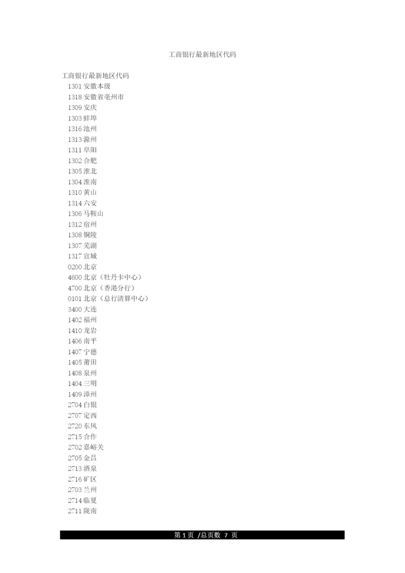 工商银行最新地区代码.docx