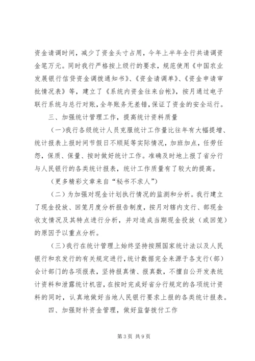 某银行上半年资金计划管理工作总结.docx