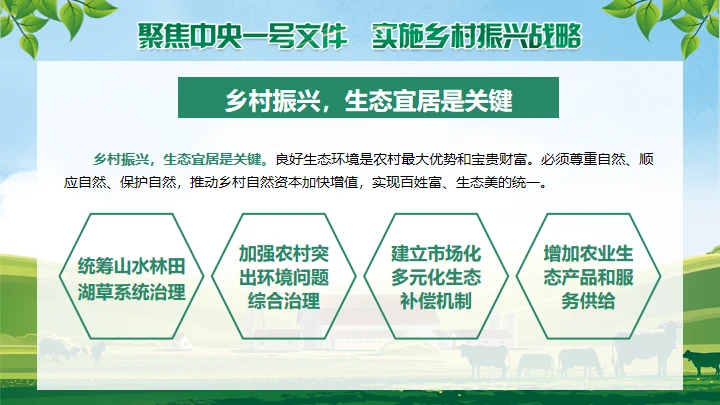 草原农场实施乡村振兴战略通用PPT模板
