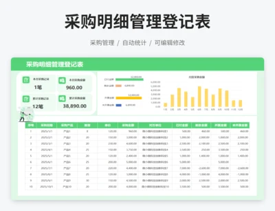 采购明细管理登记表