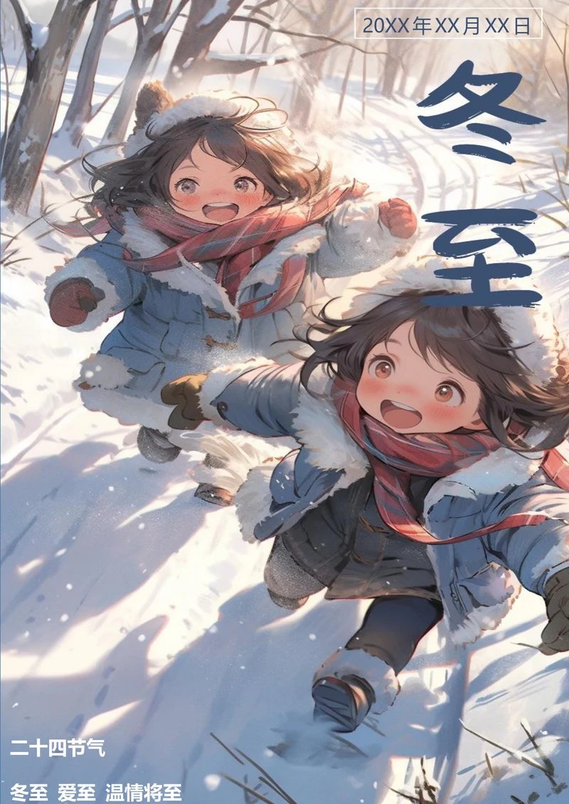 下雪简约冬至海报