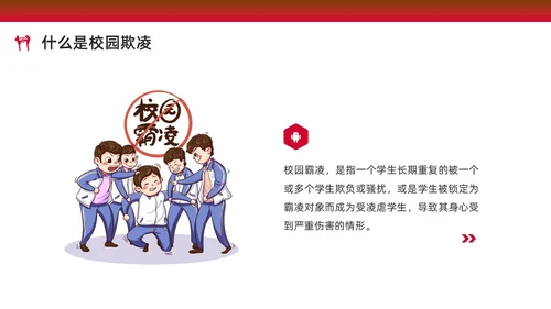 红色水彩简约预防校园欺凌家长会PPT课件