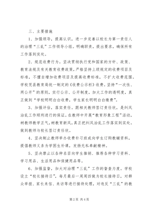 学校治理“三乱”工作的汇报编辑精选.docx