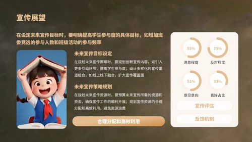 深绿色卡通风班委竞选演讲PPT