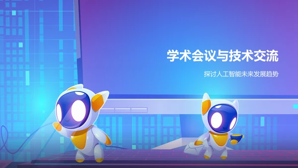 蓝色科技风人工智能答辩PPT模板