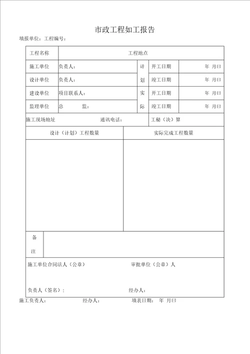 市政工程全套表格