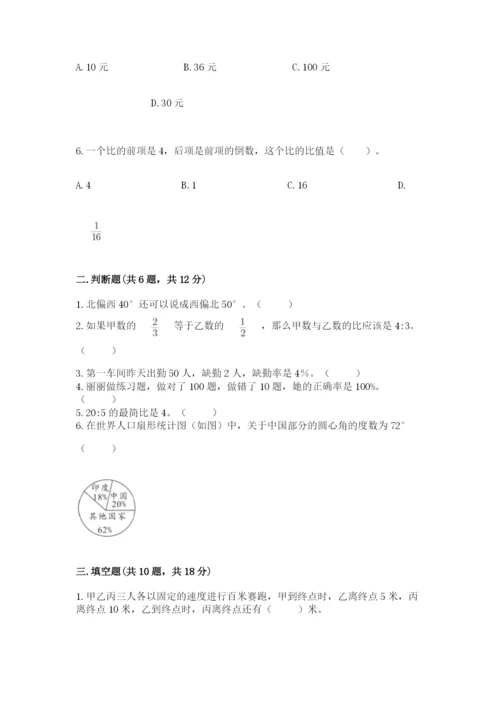 2022六年级上册数学期末考试试卷（轻巧夺冠）.docx
