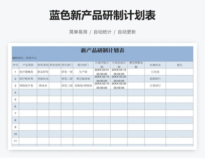 蓝色新产品研制计划表