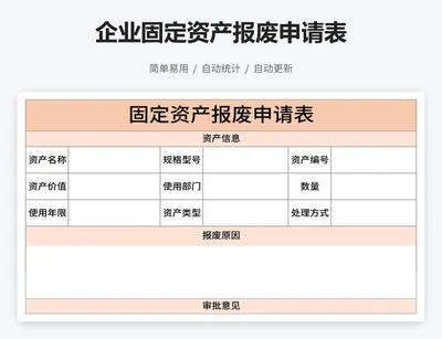 企业固定资产报废申请表