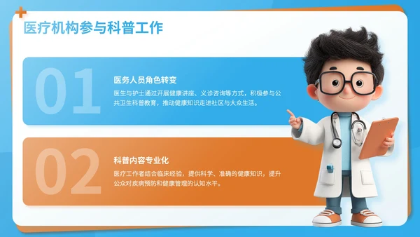 蓝色3D风公共卫生科普教育汇报PPT模板