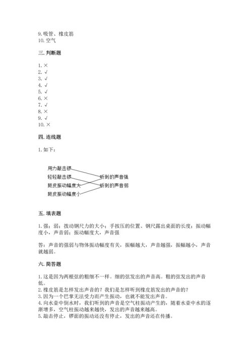 教科版科学四年级上册第一单元声音测试卷及答案【易错题】.docx