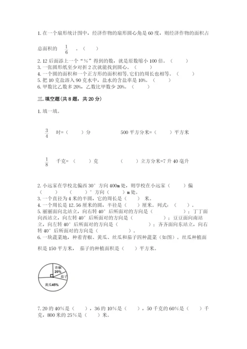 小学数学六年级上册期末测试卷及完整答案（有一套）.docx