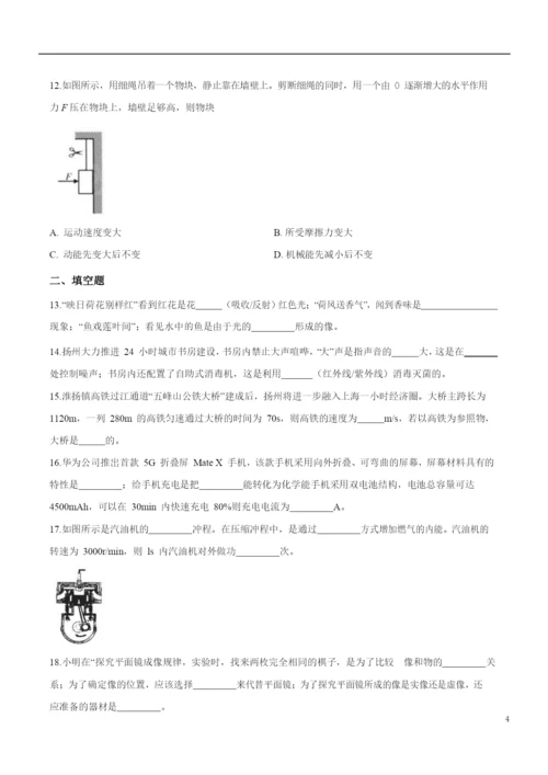 2021年江苏省扬州市中考物理试题(原卷).docx