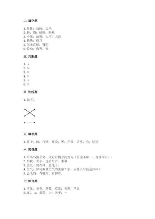 教科版一年级下册科学期末测试卷及答案参考.docx