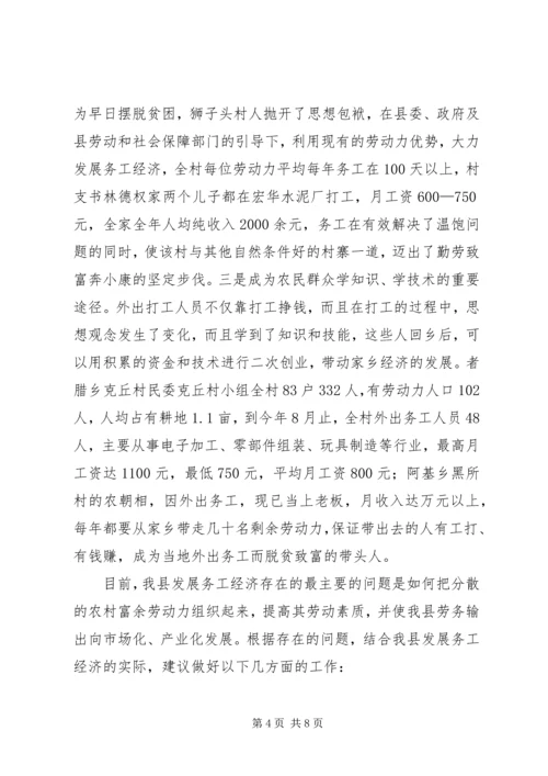 关于XX县区发展务工经济的调查与思考.docx