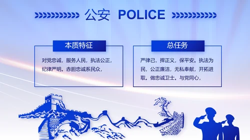 蓝色大气公安警察演讲动态PPT模板