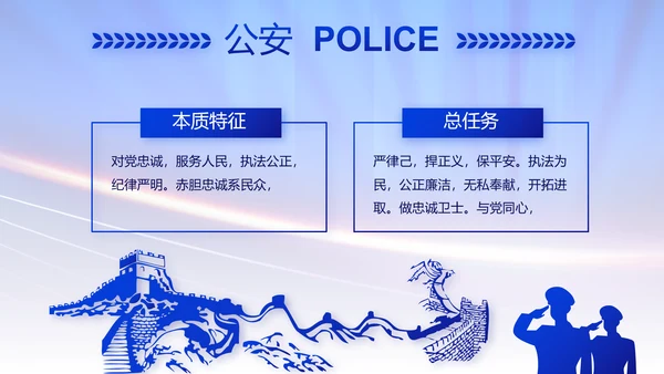 蓝色大气公安警察演讲动态PPT模板