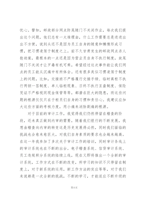 银行审计员年终工作总结体会.docx