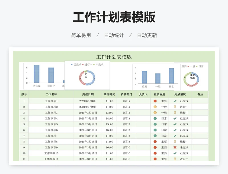 工作计划表模版