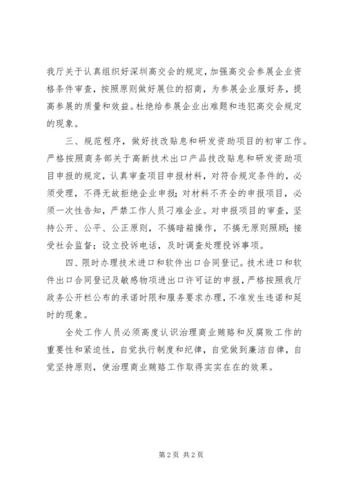 商务厅科技处治理商业贿赂工作汇报及整改措施.docx