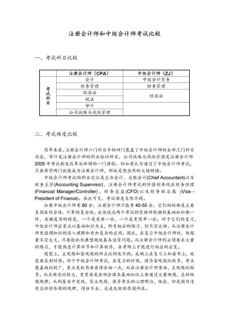 2023年注册会计师和中级会计师考试内容比较.docx