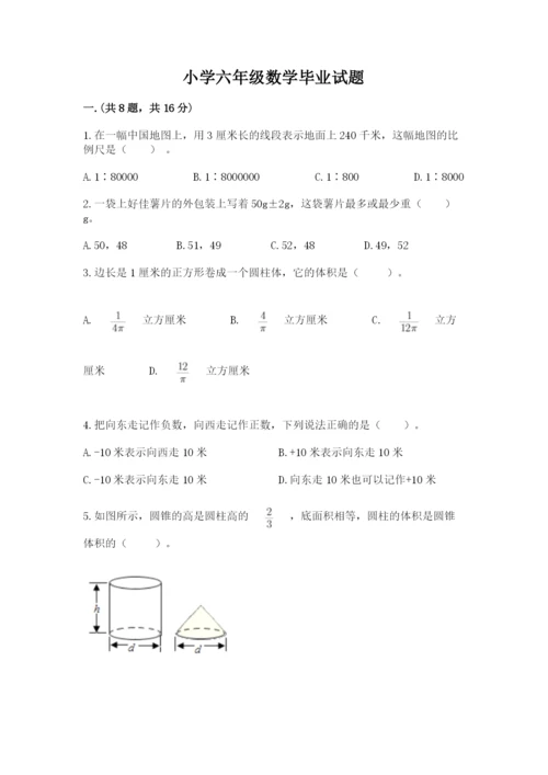 小学六年级数学毕业试题含答案（b卷）.docx