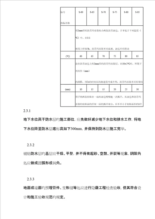 地下沥青油毡卷材防水层综合施工