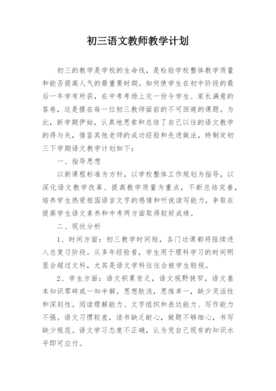 初三语文教师教学计划.docx