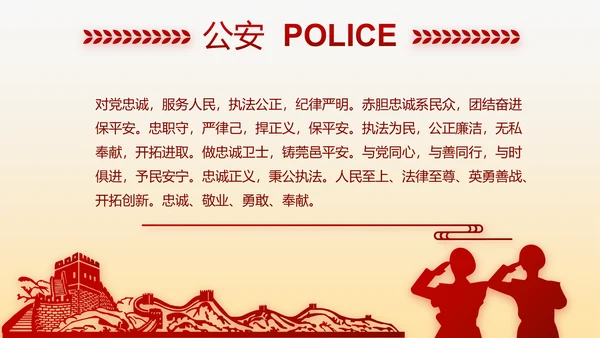 红色大气警察自查报告PPT动态模板