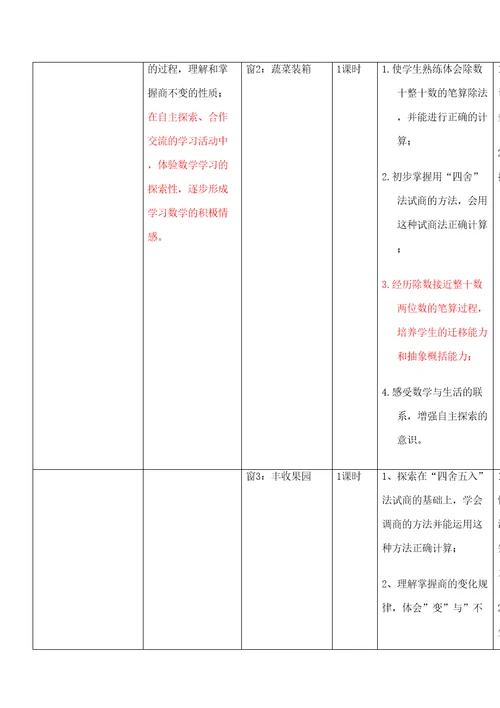 小学数学上册教学目标细化研究第五单元