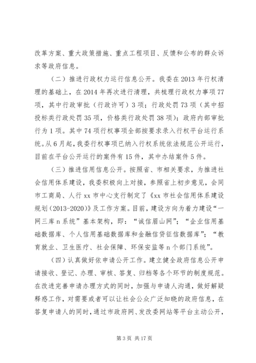 市发展和改革委员会政府信息公开情况自查报告.docx