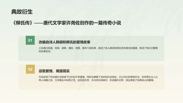绿色水墨风章台柳典故赏析PPT模板