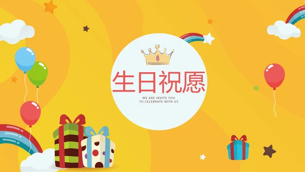 橙色生日快乐电子相册动态PPT模板