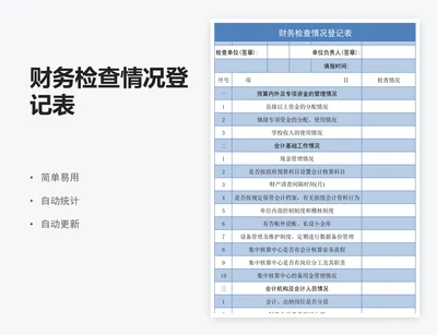 财务检查情况登记表