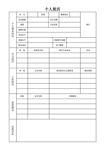 汽车行业个人简历表格
