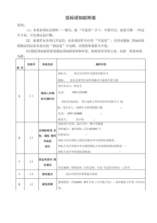 福建省建筑工程勘察招标文件