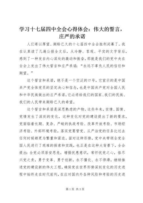 学习十七届四中全会心得体会：伟大的誓言，庄严的承诺.docx