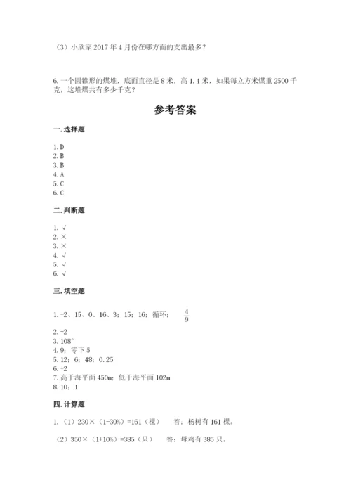 重庆市北碚区六年级下册数学期末测试卷新版.docx