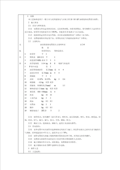 技术交底北京建工集团通用106KV油纸绝缘电缆接头制作4页