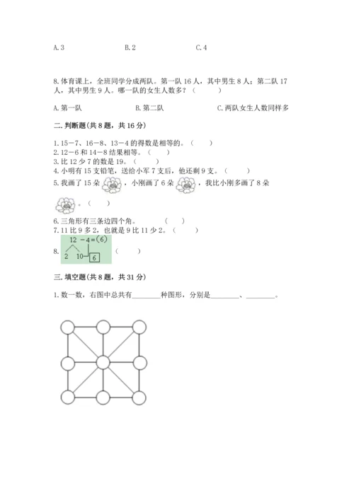 人教版一年级下册数学期中测试卷【易错题】.docx