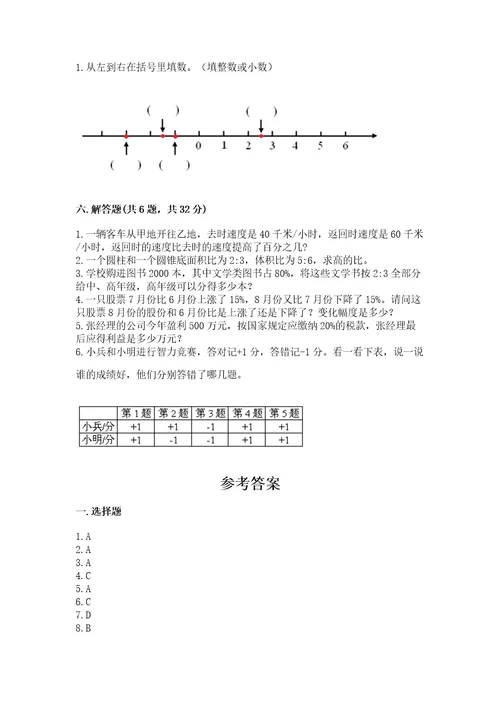 山东省小学毕业班数学试卷精选