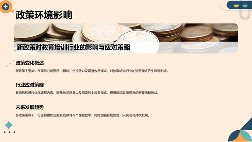 橙色简约风教育培训行业年终总结PPT模板