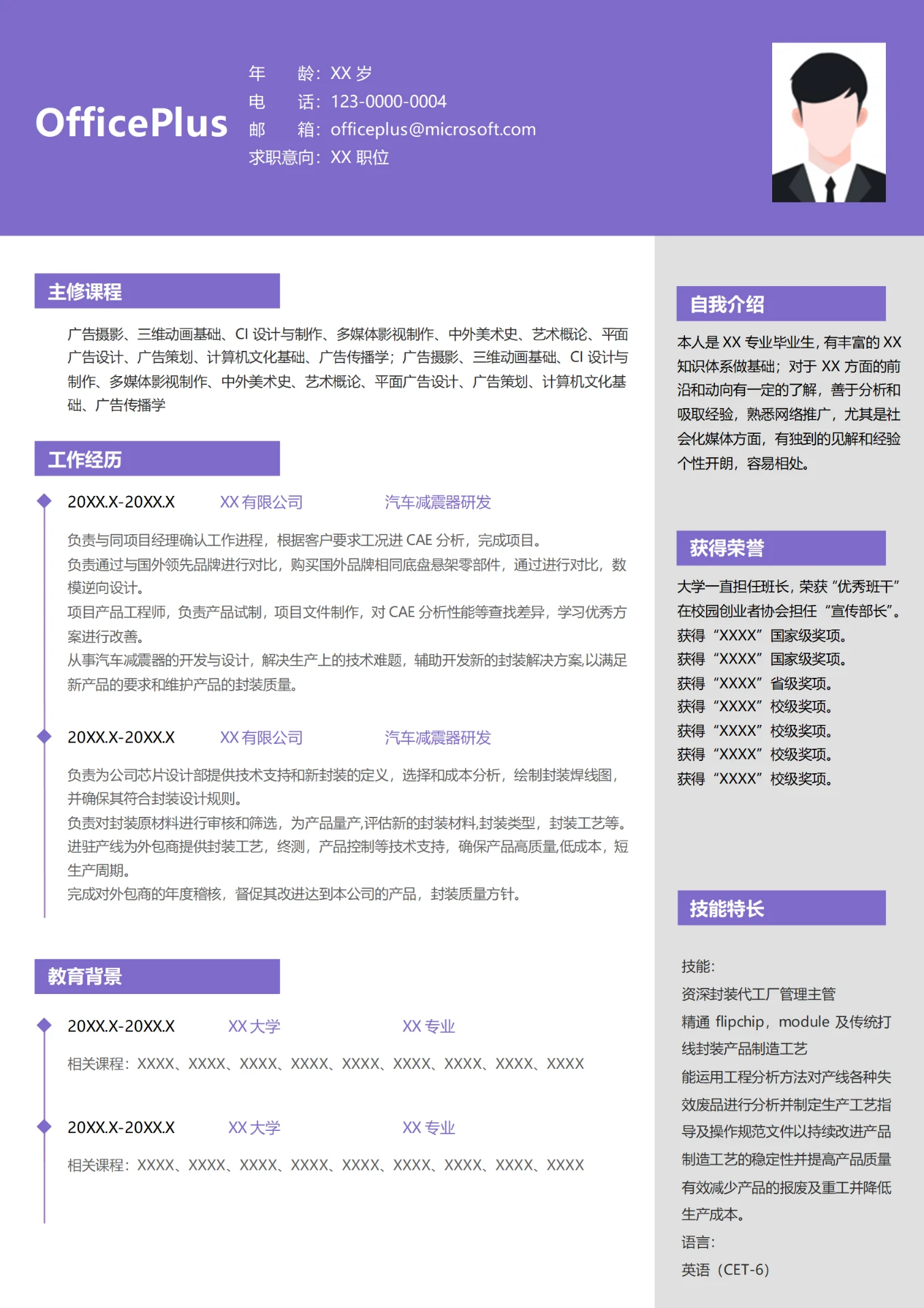 汽车减震器研发求职简历