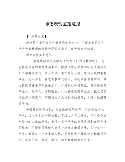 师德表现鉴定意见