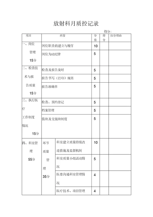 放射科质控记录