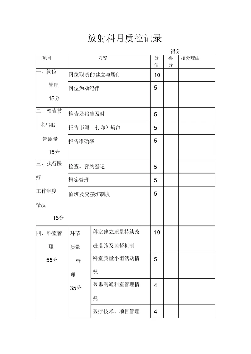 放射科质控记录