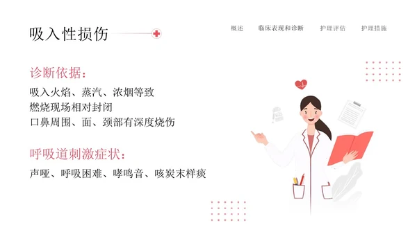 红色简约插画商务烧伤病人护理医务工作者培训PPT模板