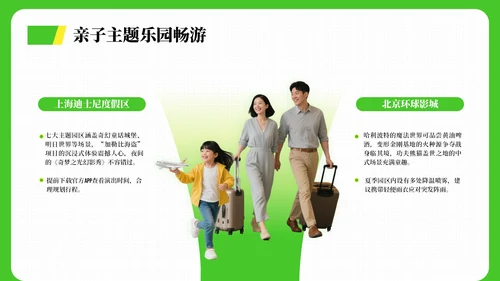 绿色清新风暑假旅游全攻略PPT模板