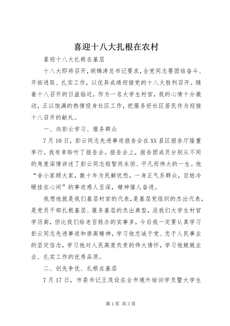 喜迎十八大扎根在农村 (2).docx